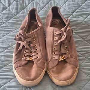 Michael Kors Taupe Suede Sneakers with Gold Details
